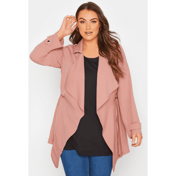 Plus size new light pink waterfall jacket