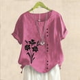 thumbnail image 2 of QHWAUAKFBN Womens T Shirts Graphic Retro Oversized Loose Cotton Linen Short Sleeved Pullover Cotton Linen Tshirts Top, 2 of 4
