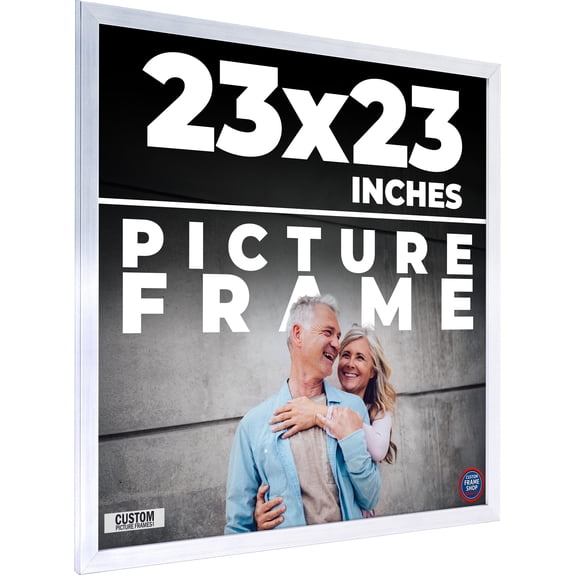 23x23 - 23 x 23 Stainless Steel Silver Solid Wood Frame with UV Framer's Acrylic & Foam Board