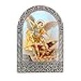 thumbnail image 3 of Religious Gifts Saint Michael The Archangel Icon in Silver Tone Metal Arch Standing Plaque, 2 1/2 Inch, 3 of 3