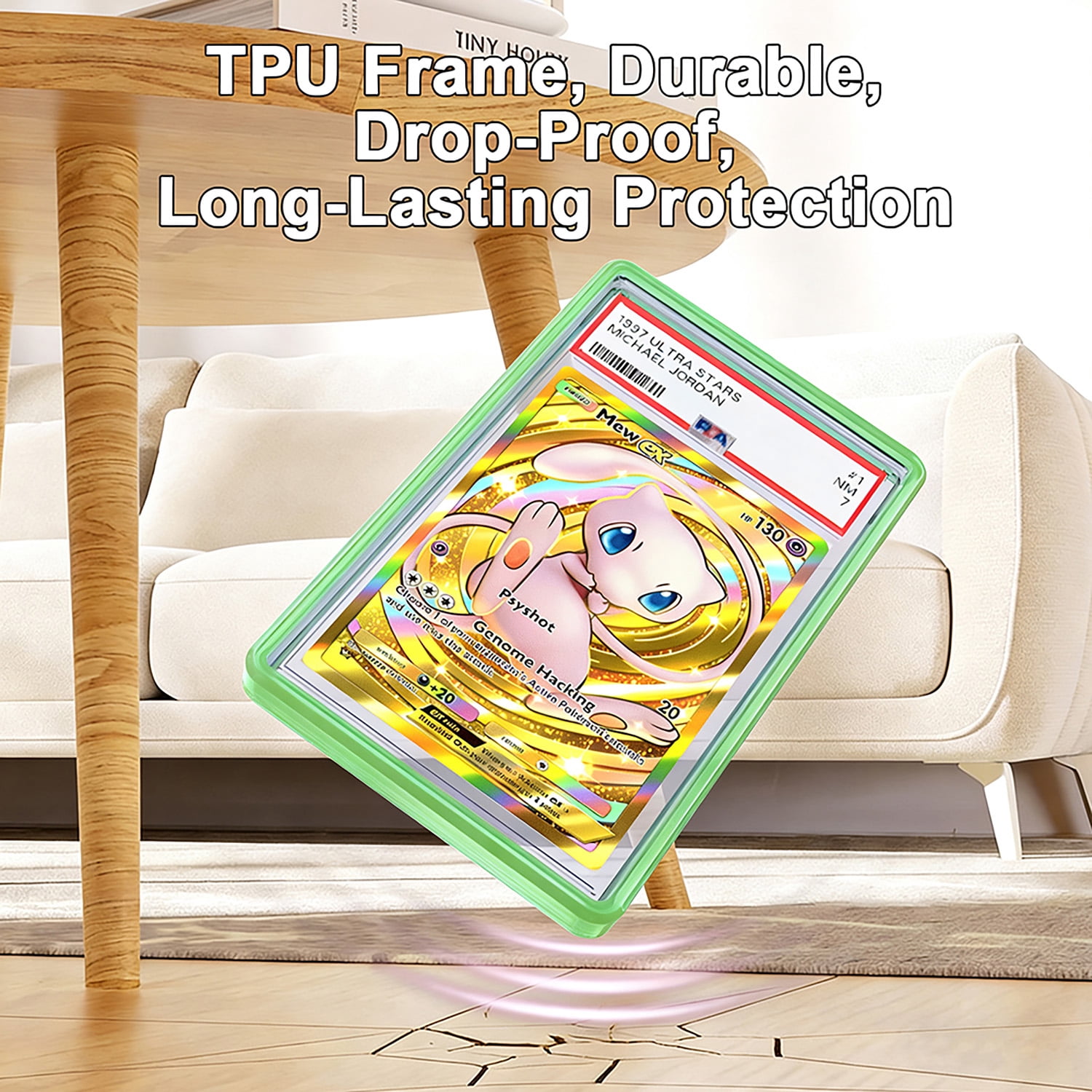 KIQ Flexible TPU Bumper Guard Protector Case Cover Sleeve for PSA Graded Collectible Slabs Trading Cards+ ACRYLIC BACKPLATE: 10 COLORS SET