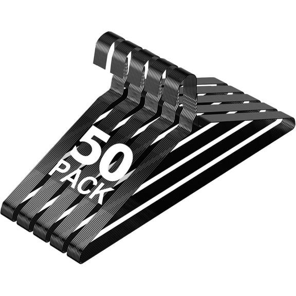 SPECILITE Wire Clothes Hangers, Ultra Thin Metal Wire Hanger, Space Saving, 50 Pack, Black