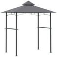 thumbnail image 2 of Outsunny 8' x 5' Grill Gazebo with Double Roof, Outdoor BBQ Gazebo Canopy with 2 Side Shelves for Patio Yard Garden, Gray, 2 of 9