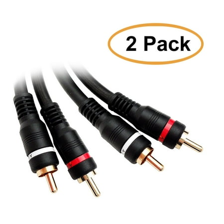 4 Channel Audio Rca Cable - C&E 6 Feet RCA Stereo Audio Cable, Dual RCA Male, 2 channel (Right and Left), Gold-plated, Black, 2 Pack