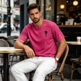 thumbnail image 5 of HAJWOH Men's Short Sleeve Shirts Oversized Cotton Vintage Washed T-Shirt Palm Tree Graphic Tees Summer Casual Tops, 5 of 7