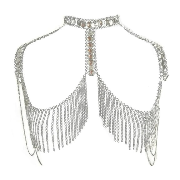 AOOOWER Crystals Tassels Arm Chain Multilayered Shoulder Body Jewelry for Ladies