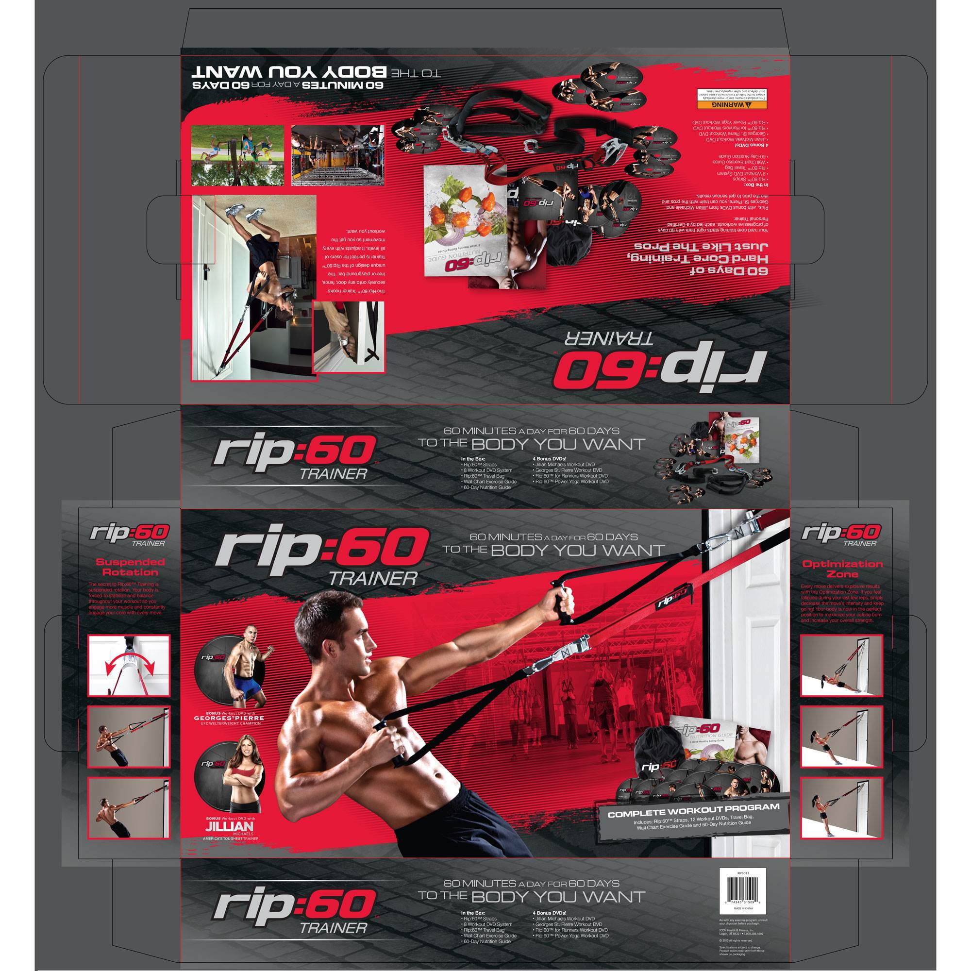 Icon Fitness rip 60 Home Gym and Fitness DVDs Suspension Trainer Workout System Walmart