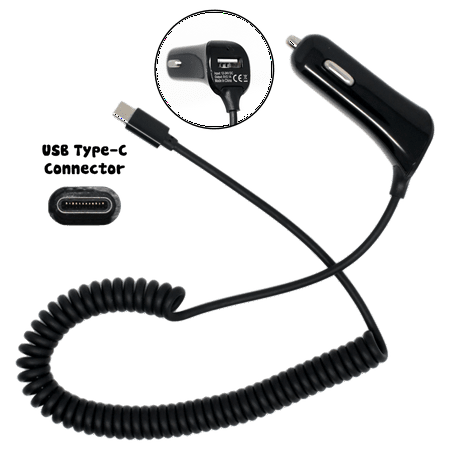 Inn Port (USB Type C Car Charger 2.1A with 1 Extra USB Port for Smartphone Devices with USB Type C Compatibility in Non-Retail)