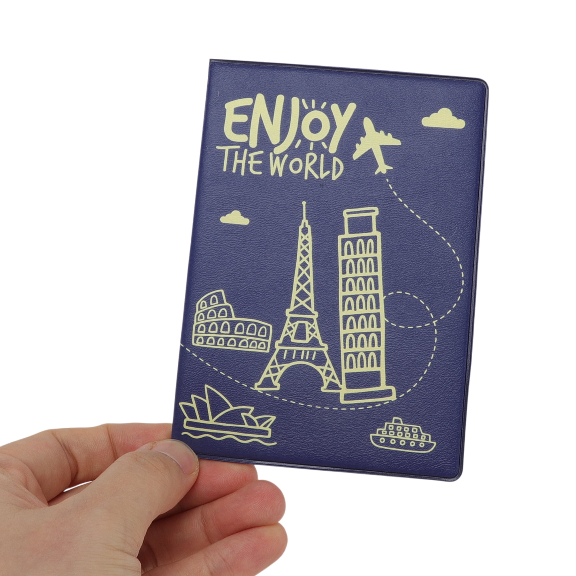 Unique Bargains Simple Durable Heart Airplane Passport Holder Forest 1 Pc Blue