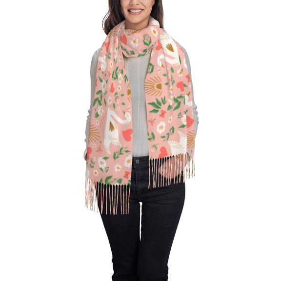 Easygdp Swan And Flowers3 Women's Scarf Womens Winter Scarf, Fashion Scarfs for Women, Shawls and Wraps, Long Blanket Scarf