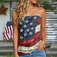 thumbnail image 2 of Mepaouo American Flag Bandeau Tank Top Women Smocked Sleeveless Casual Flowy Crop Tunic Blouses, 2 of 5