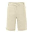 thumbnail image 3 of Bcfgryg Summer Cotton Linen Shorts For Men Solid Color Casual Drawstring Waist Lightweight Breathable Knee Length Cargo Shorts Men Light Yellow M, 3 of 4