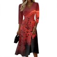 thumbnail image 2 of Halloween Women's 3/4 Sleeve Dresses Wrap V Neck Cute Halloween Graphic Sundress A-Line Casual Summer Sundress, 2 of 6