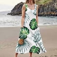 thumbnail image 4 of ICHUANYI Clearance Womens Summer Casual Round Neck Beach Pockets Sleeveless Printed Dress(Green, XXL) ICHUANYI WER2023080904595, 4 of 7