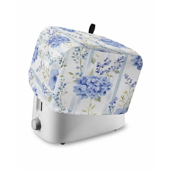 Fsddascl Purple Hydrangea Small Toaster Cover 2 Slice, Kitchen Appliance Covers, Stripe Botanical Vintage Toaster Oven Cover with Loop, Bread Machine Cover Polyester Dust Cover Protection