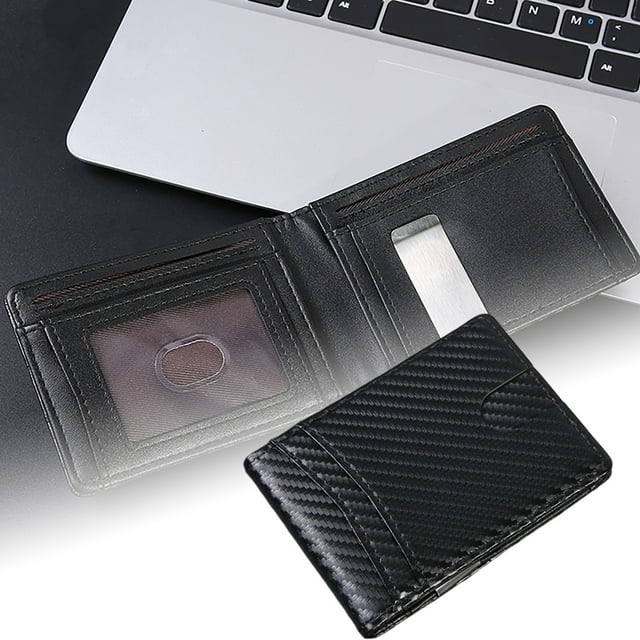 Portatarjetas de fibra con bloqueo RFID, 0,5 mm de grosor, 6 ranuras, cartera minimalista de PVC para tarjetas de crédito y billetes