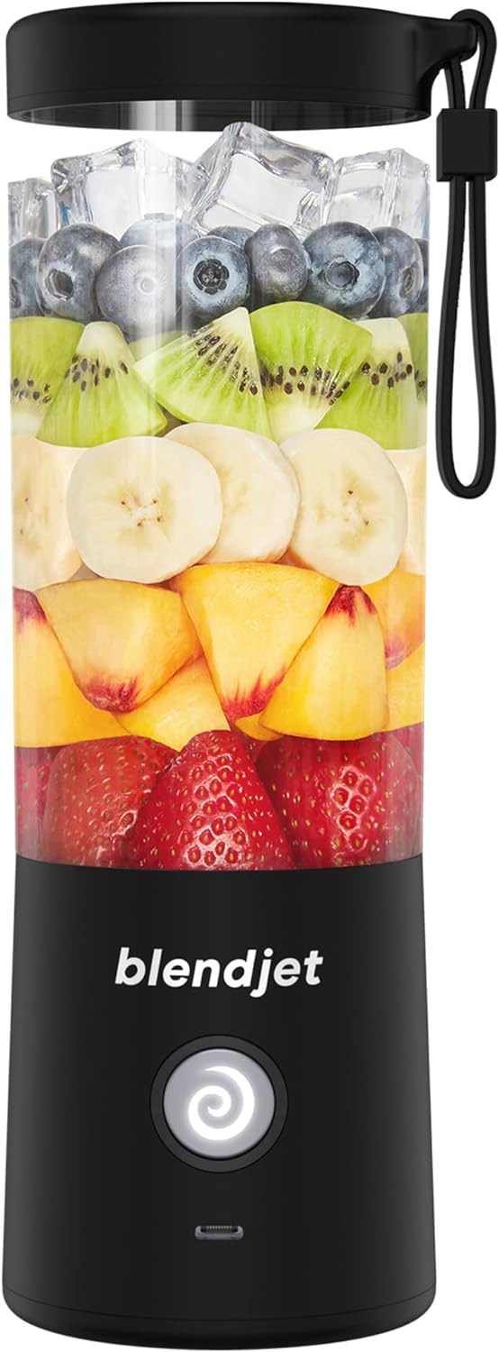 Portable Blender for Smoothies & Shakes - 16oz Cordless Personal & Small Blender, USB-C Rechargeable & Self Cleaning - Quiet Mini Travel Blender with Stainless Steel Blade (Black)