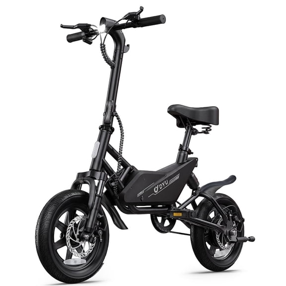 DYU 14" Electric Bike for Adults, Peak 500W Motor Ebike, 20MPH, 36V 7.8Ah Battery,Up to 45  Miles Range, Front & Rear Disc Brakes, UL2849,Black