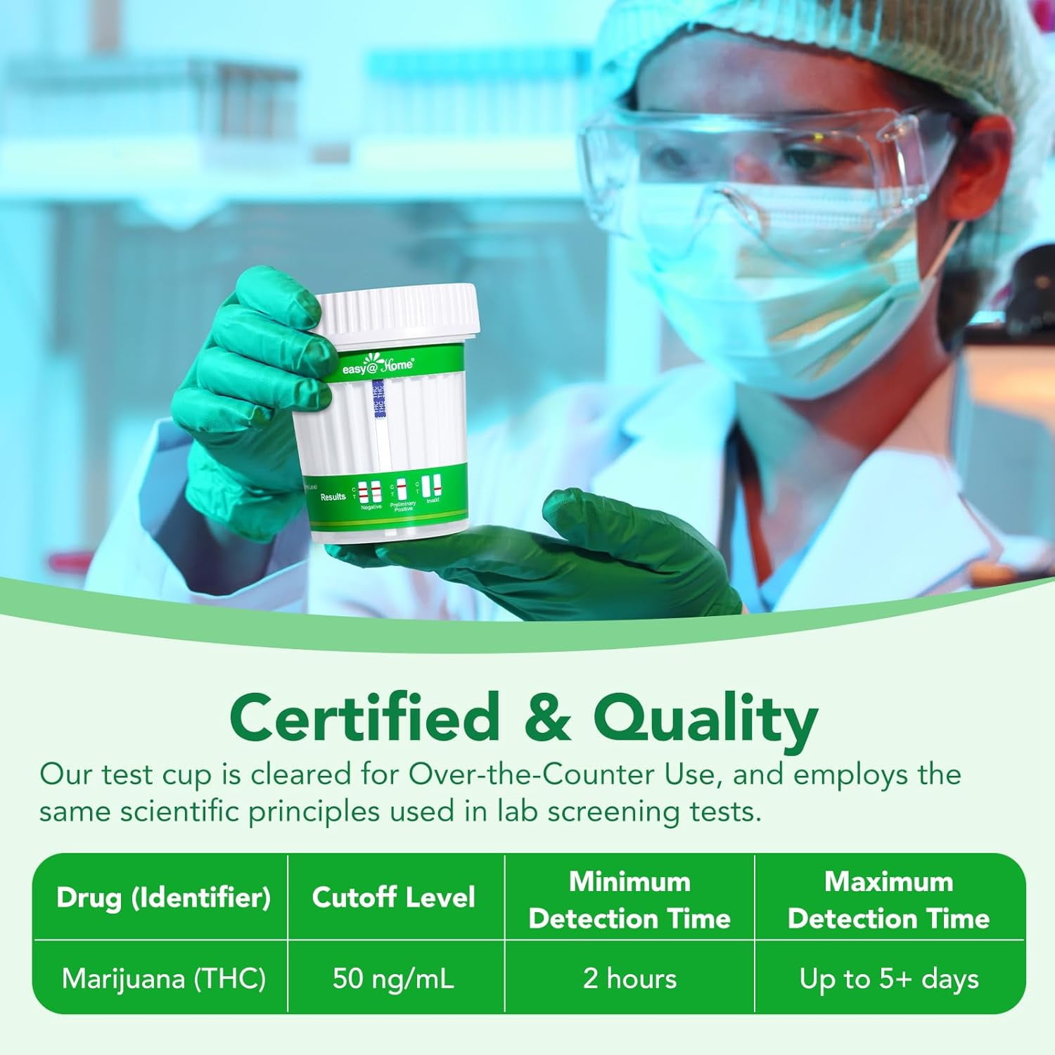 Easy@Home Marijuana (THC) Drug Test Cup– 1 Count | At-Home Urine Test Cup for THC Detection | Fast & Accurate Cannabis Screening | ECTH4-114A3