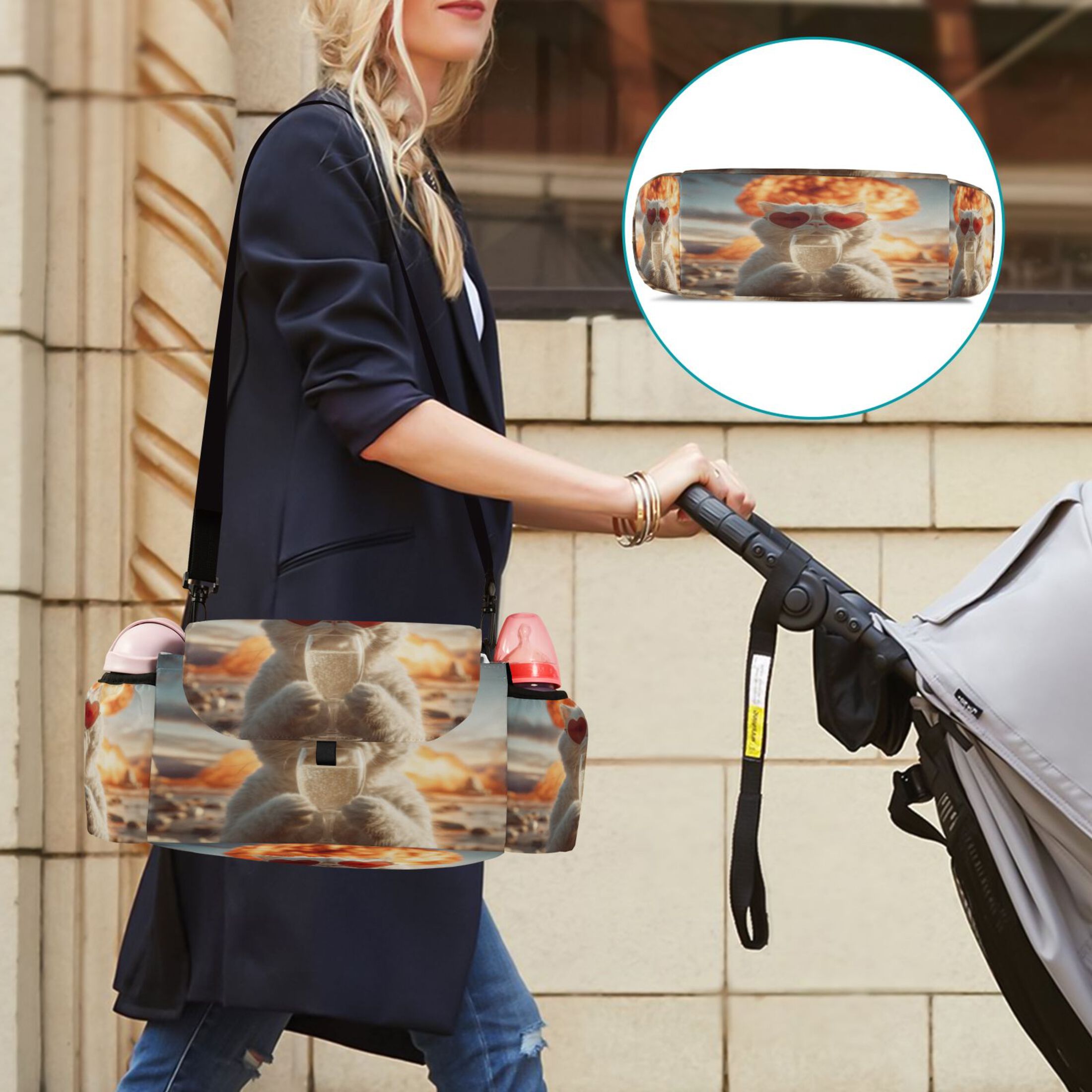 DIXRUYEE Stroller Organizer Imgi_72_ffyy4_a_white_cat_wearing_heart-shaped_sunglasses_holding_up_a__d57a97c3-63f3-445d-b6e3-2be1 Printed