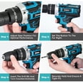 thumbnail image 6 of HOTREE 21V Cordless Drill Kit, 3/8" Keyless Chuck, Dual Speed Adjustable, 25+3 Torque Settings, Extensive Driver Accessories, 6 of 7