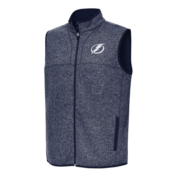 Men's Antigua Heather Navy Tampa Bay Lightning Fortune Full-Zip Vest