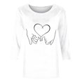 thumbnail image 4 of Tops de Cuello Redondo para las Mujeres Moda Impresa 3/4 Mangas Blusa Casual Top, Estante de Imitación, 4 of 5
