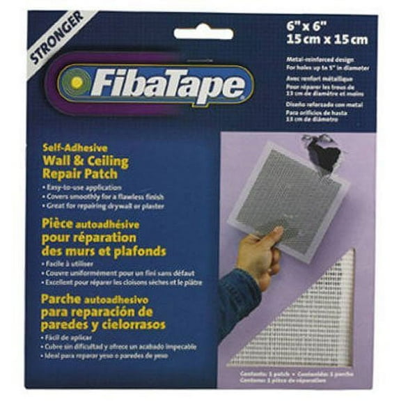 FibaTape Wall & Ceiling Self-Adhesive Drywall Patch - Self Stick - 6 In. x 6 In.