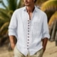 thumbnail image 1 of pstuiky camisa de manga larga para hombre, Camisa de manga larga con cuello vuelto y botones sólidos para hombre Tops de hombre xl, 1 of 6