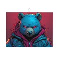 thumbnail image 1 of Balery Neon Cyberpunk Blue Bear Alfombrilla de Secado para Cocina, 18x24 Pulgadas, Súper Absorbente para Platos y Encimeras, 1 of 7