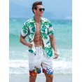 thumbnail image 2 of Purcoar Sykooria Men's Hawaiian Shirt Regular Slim Fit Hawaiian Print Short Sleeves Button Down Aloha Shirts(Tropical Leaf,X-Large), 2 of 5