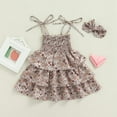 thumbnail image 2 of Toddler Baby Outfits Tie-up Halter Dress Suspender Dress Floral Layered Dresses Strappy Sundress Floral Shirt+Shorts Set 6M-4Y, 2 of 6