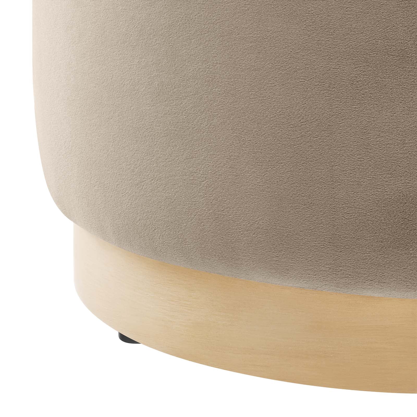 Modway Tilden 16" Round Performance Velvet Upholstered Ottoman in Taupe Natural