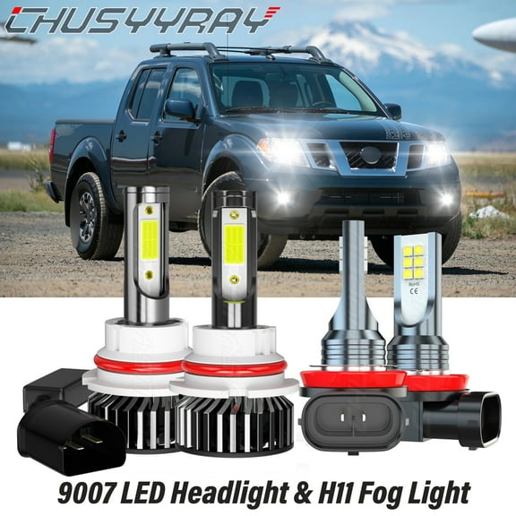 CHUSYYRAY LED Headlight Dual Beam Fog Light Bulbs Kit for Nissan Frontier 2005-2015 6000K White 4x