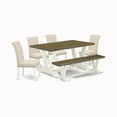 thumbnail image 2 of East West Furniture V-Style 6-piece Wood Dining Set in Linen White/Light Beige, 2 of 3