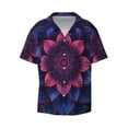 thumbnail image 2 of Lsque Bohemian Vintage Pattern print Men's Cuban Collar Short Sleeve Shirt Summer Beachwear Casual Button Down Fashionable Vacation Leisure Shirt-X-Large, 2 of 7