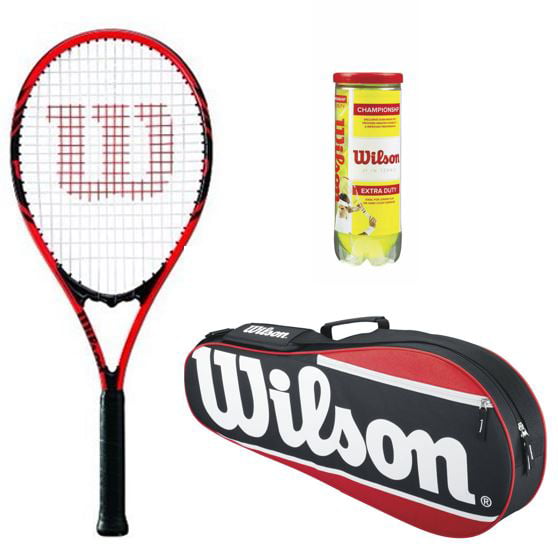 Wilson Federer Junior Tennis Racquet Set or Kit Bundled with a Kids Tennis Bag and a Can of US Open Tennis Balls