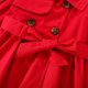 thumbnail image 2 of Gibobby Chaqueta de Forro Polar para bebés niñosOtoño niños pequeños bebés niñas manga larga solapa Color sólido doble botonadura cinturón abrigo a de vi(Rojo, 0-3 Meses), 2 of 5