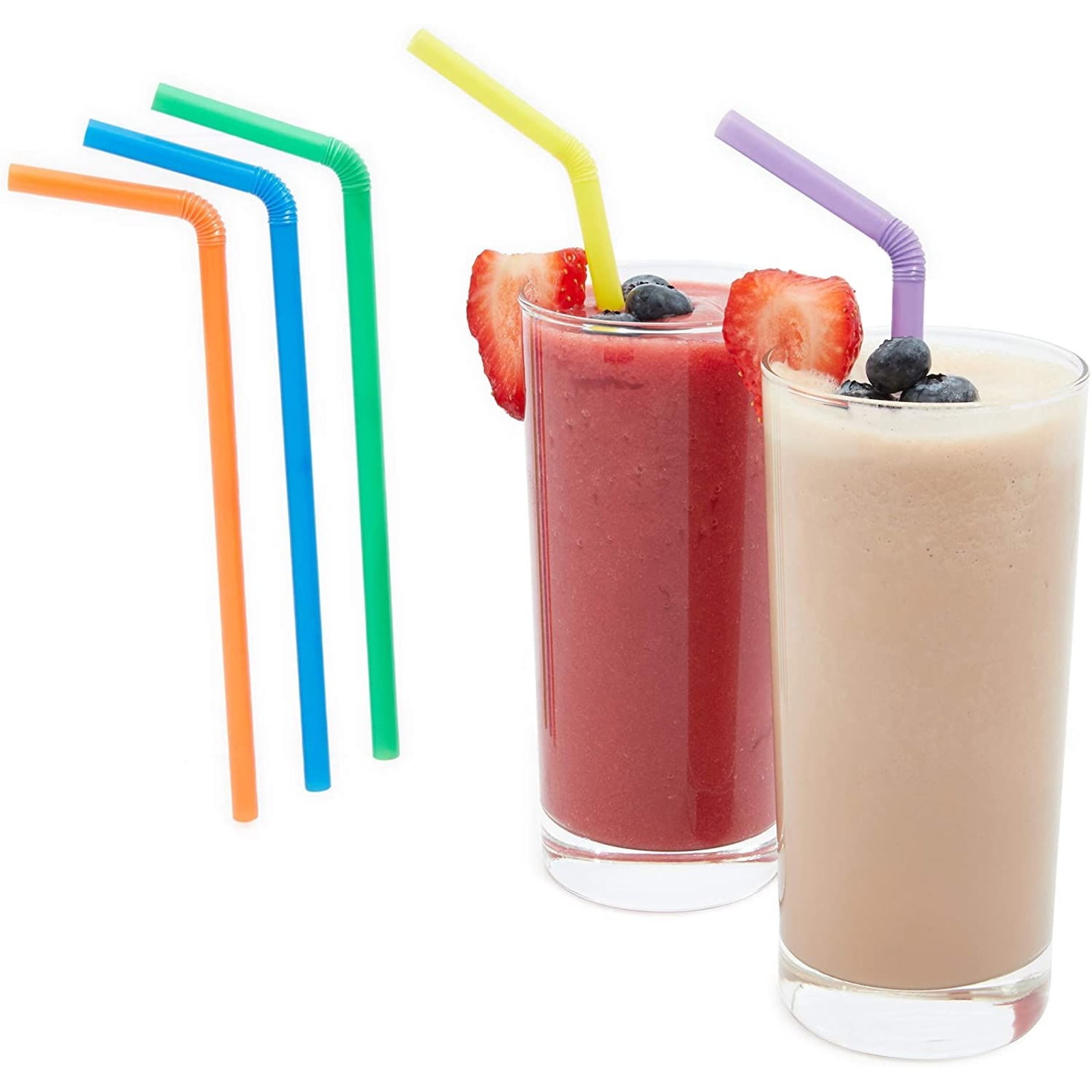 Jumbo Colour Bendy Drinking Straws Party Supplies Cocktails Milkshake Smoothies 
