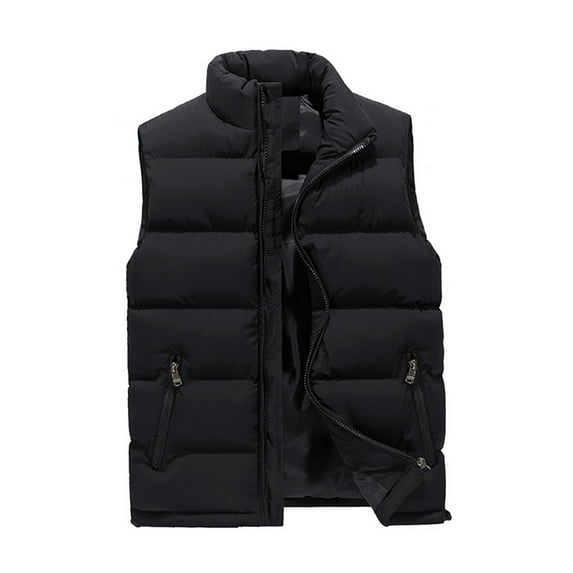 Frontwalk Plus Size Down Vest for Mens Boys Casual Zipper Active Puffer Vest Winter Sleeveless Padded Coat Outwear Quilted Jacket