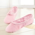 thumbnail image 3 of Zapatilla de ballet Zapato de baile Lona Ballet Yoga Zapatos de baile con suela de cuero suave para niños pequeños Niños Niñas Rosa con cordones Talla 26, 3 of 12