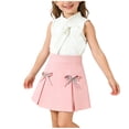 thumbnail image 2 of Fesfesfes Outfits For Kids Kids Girls Summer Outfits Toddler Girls Short Sleeve Shirts Tops Pleated Skirt Set 2Pcs Clothing For Girls 2-8 Years, 2 of 7