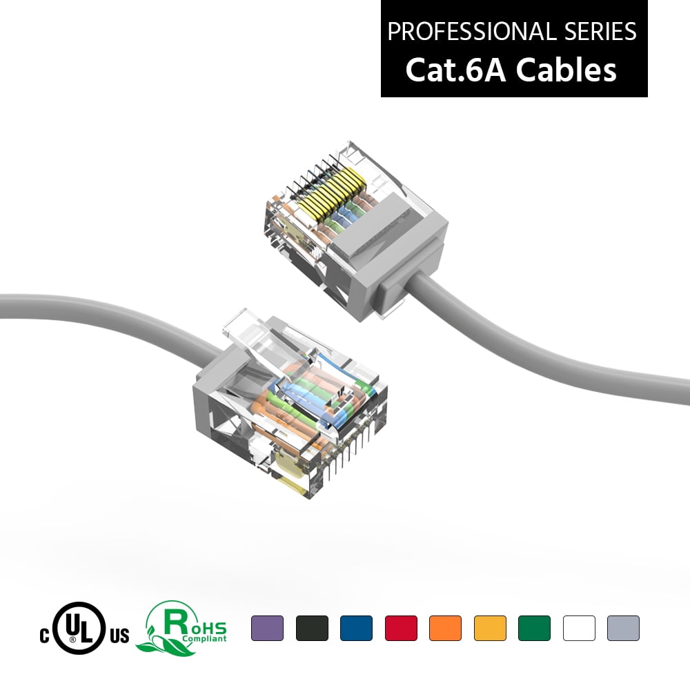 3ft (0.9M) Cat6A UTP Super-Slim Ethernet Network Cable 32AWG 3 Feet (0.9  Meters) Gigabit LAN Network Cable RJ45 High Speed Patch Cable, Gray (6  Pack) - Walmart.com