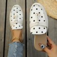 thumbnail image 3 of Gpaecead Women's Polka Dot Tassel Flat Mules Faux Suede Slip On Non Slip Shoes For Commute And Casual Style, White, 3 of 8