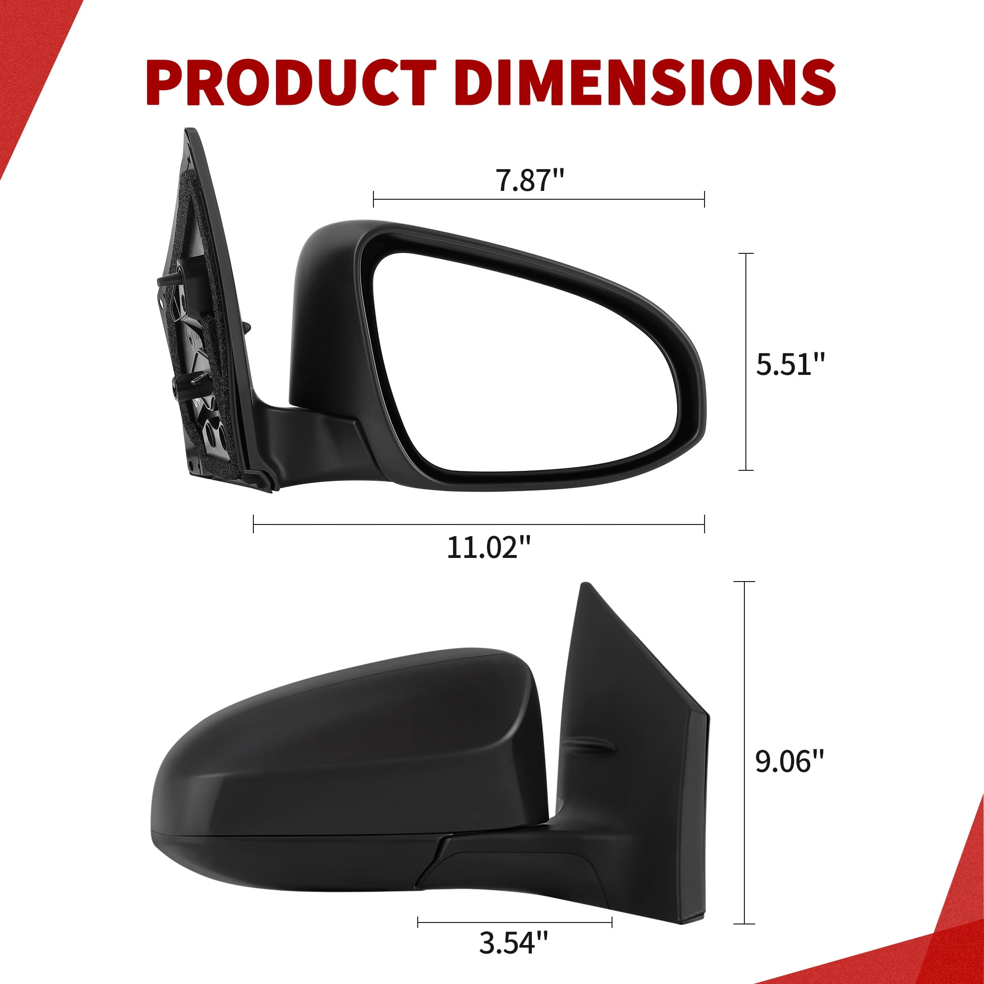 LEDKINGDOMUS  Right Passenger Side Power Adjusting Manual Folding Black Mirror Compatible With 2014 2015 2016 2017 2018 2019 Toyota Corolla Door Mirror Replacement