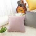 thumbnail image 6 of PiccoCasa Soft Velvet Decorative Pompoms Throw Pillow Covers Pale Pink 16" x 16" 2, 6 of 8