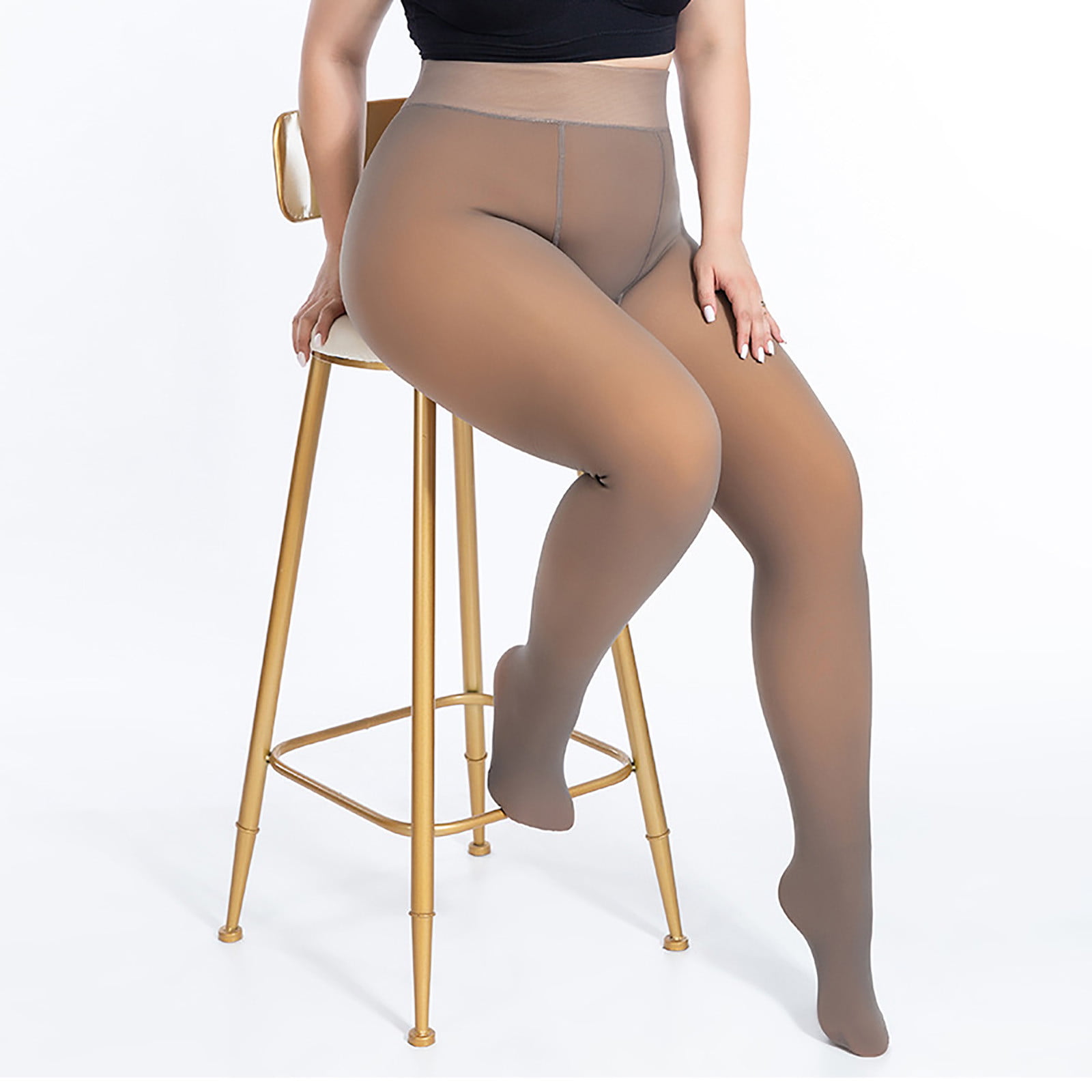 Fake Translucent Plus Size Leggings Fleece Lined Tights Fall And Winte –  Yogatation