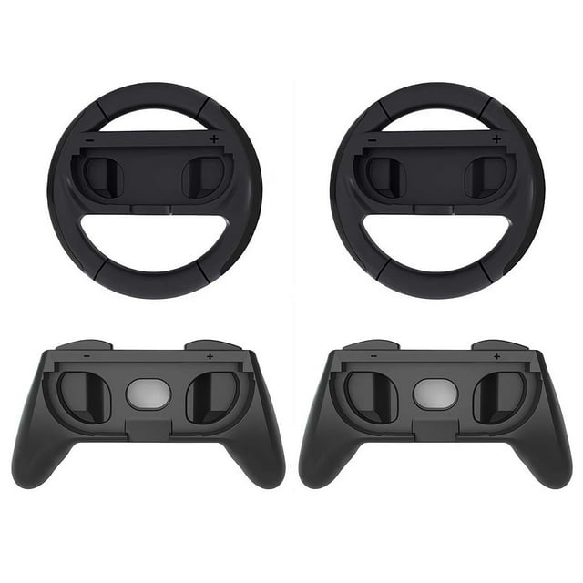 Volante de carreras para Switch 2 JoyCons - Kit de accesorios para mando de juego redondo - con 2 ruedas, 2 empuñaduras, material ABS