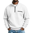 thumbnail image 3 of Daweinan Men's Quarter Zip Pullover Waffle Stand Collar Long Sleeve Pullover Sweatshirt with Zipper Chest Design Casual Loose Fit Athletic Workout Top, 3 of 6