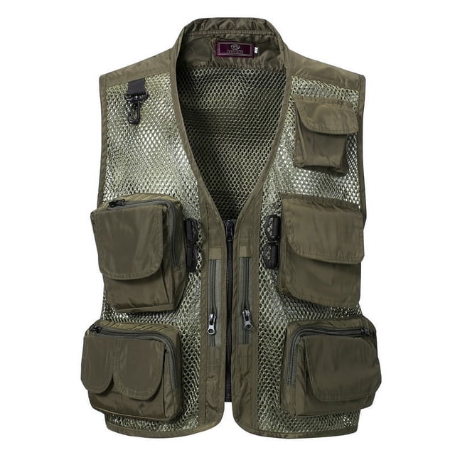 Chaleco militar de camuflaje de verano para hombre, chaleco de malla para papá con múltiples bolsillos para fotografía al aire libre